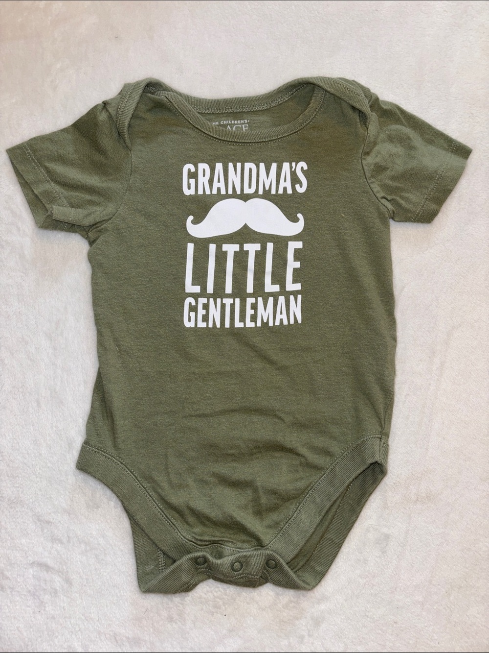 (3 for$10) the childrens place Grandma's Little Gentleman Olive Baby One-Piece